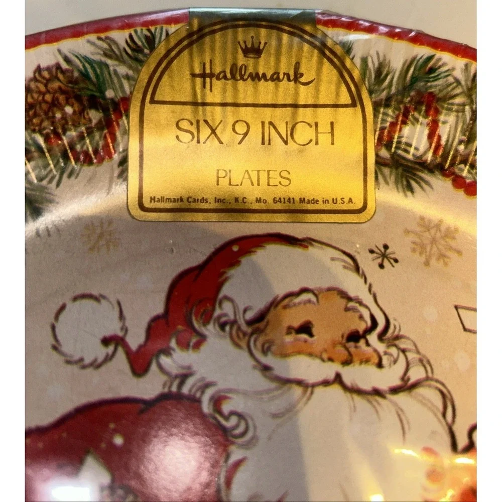 VTG Hallmark NEW Christmas Paper Plates 9